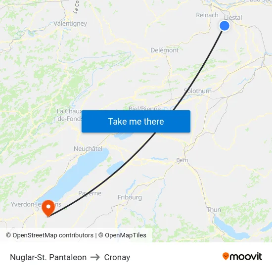 Nuglar-St. Pantaleon to Cronay map
