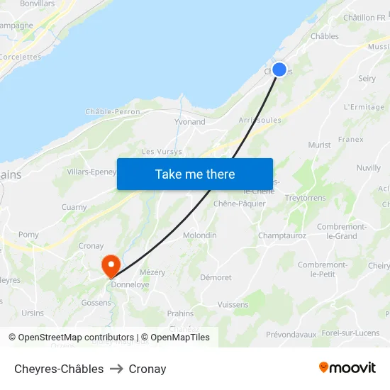 Cheyres-Châbles to Cronay map