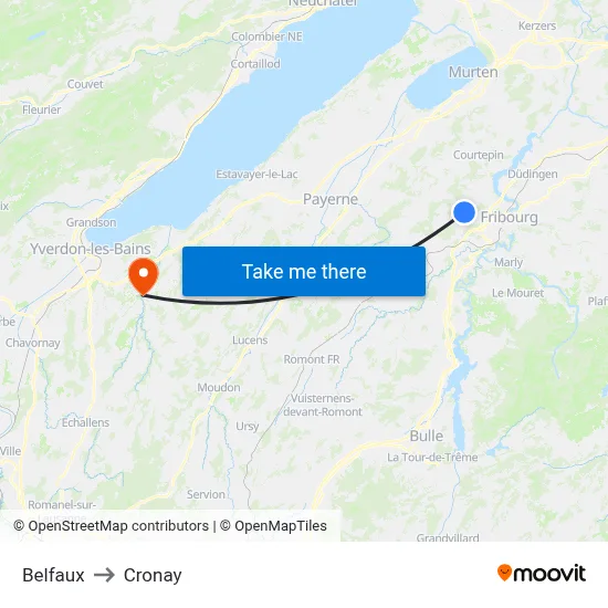 Belfaux to Cronay map