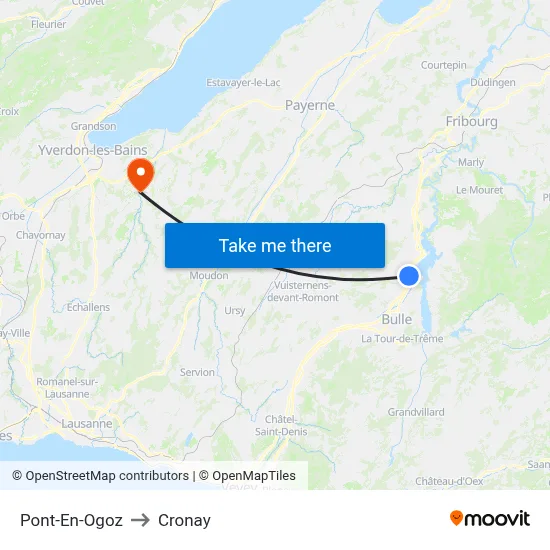 Pont-En-Ogoz to Cronay map