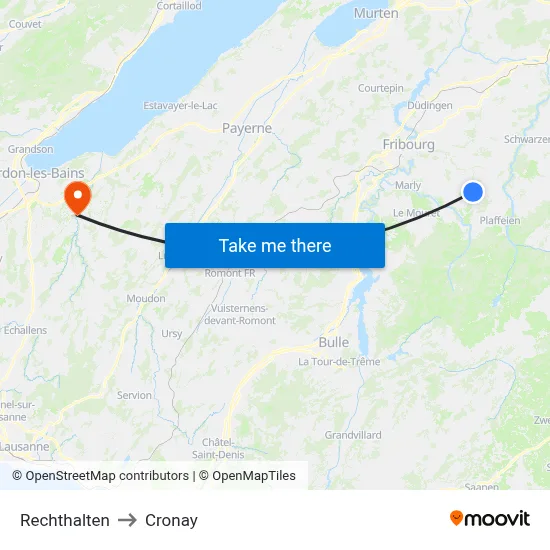 Rechthalten to Cronay map