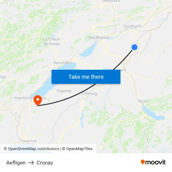 Aefligen to Cronay map