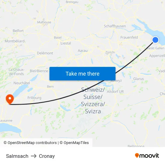 Salmsach to Cronay map
