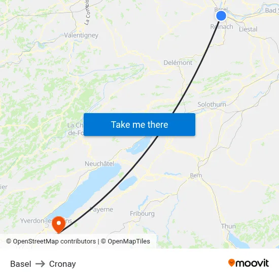 Basel to Cronay map