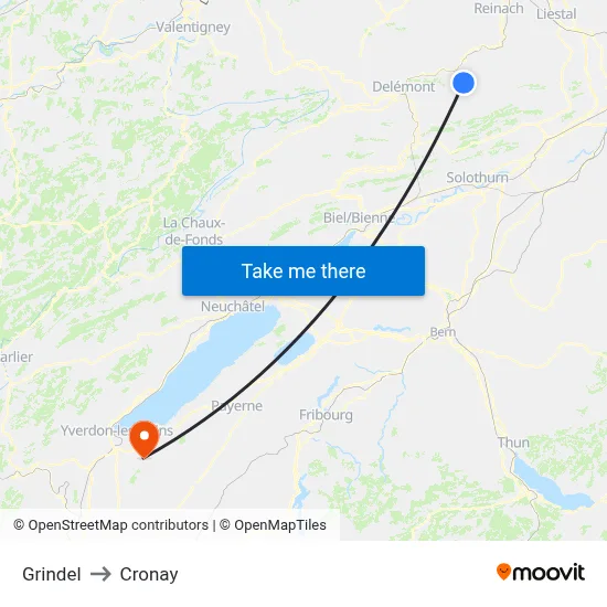 Grindel to Cronay map