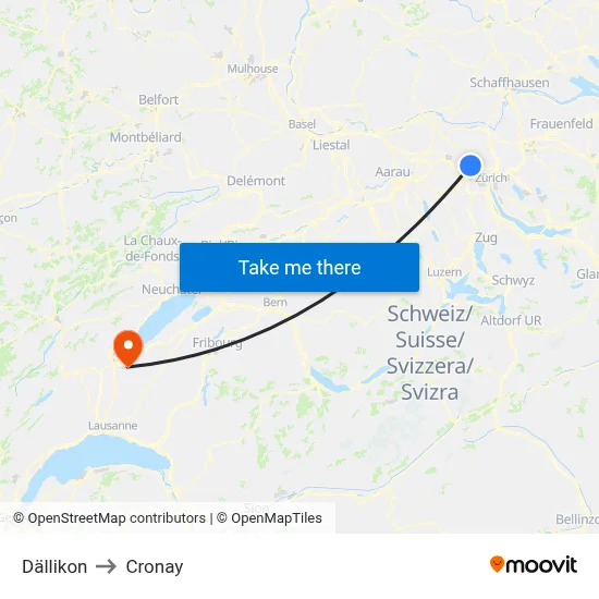 Dällikon to Cronay map