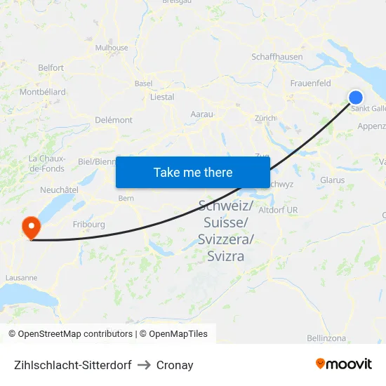Zihlschlacht-Sitterdorf to Cronay map