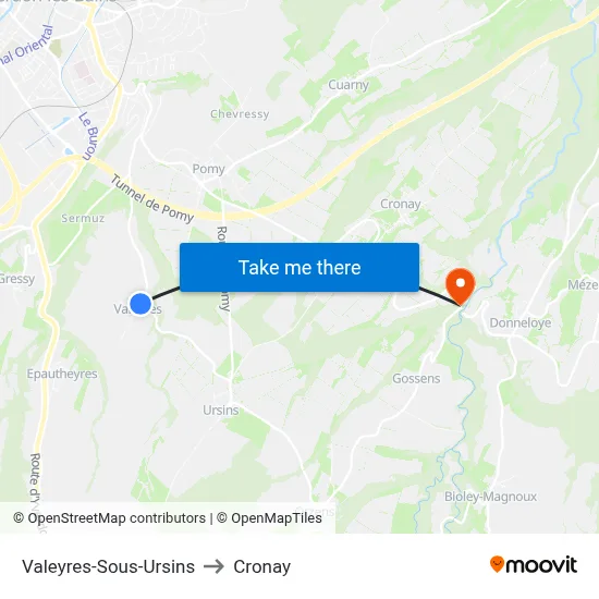Valeyres-Sous-Ursins to Cronay map