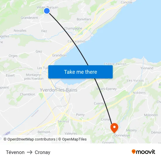 Tévenon to Cronay map