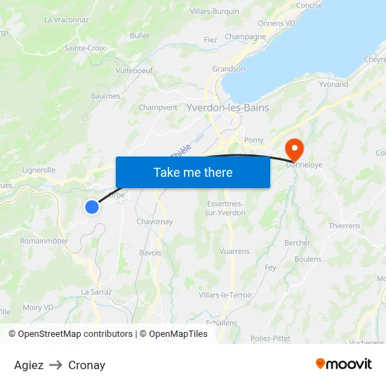 Agiez to Cronay map