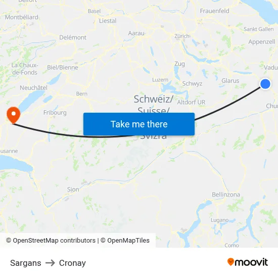 Sargans to Cronay map