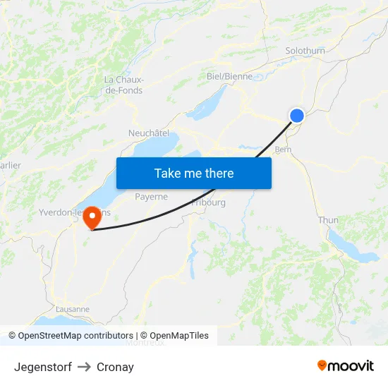 Jegenstorf to Cronay map