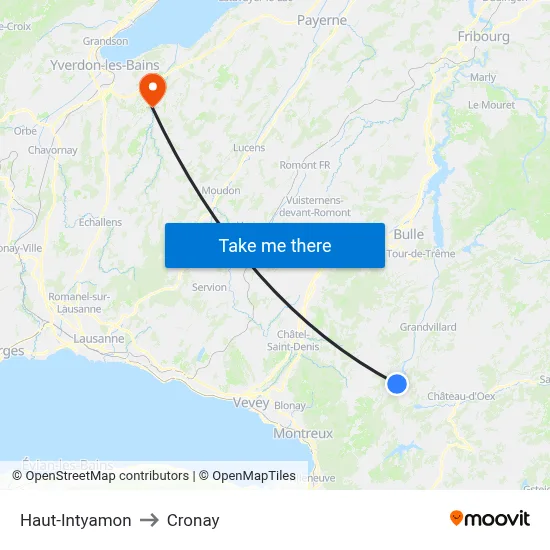 Haut-Intyamon to Cronay map