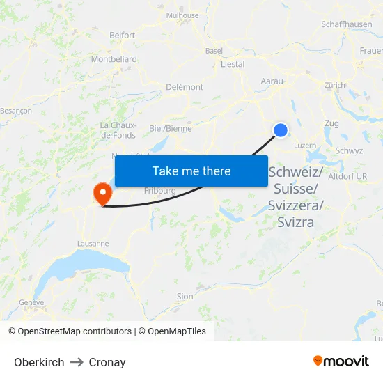 Oberkirch to Cronay map