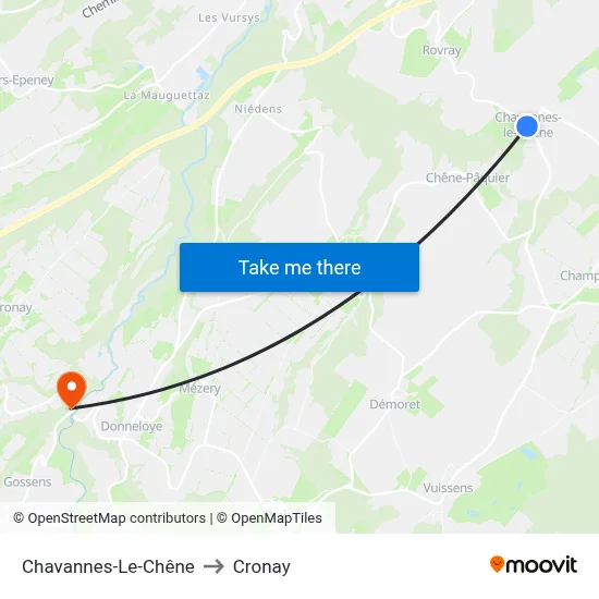 Chavannes-Le-Chêne to Cronay map