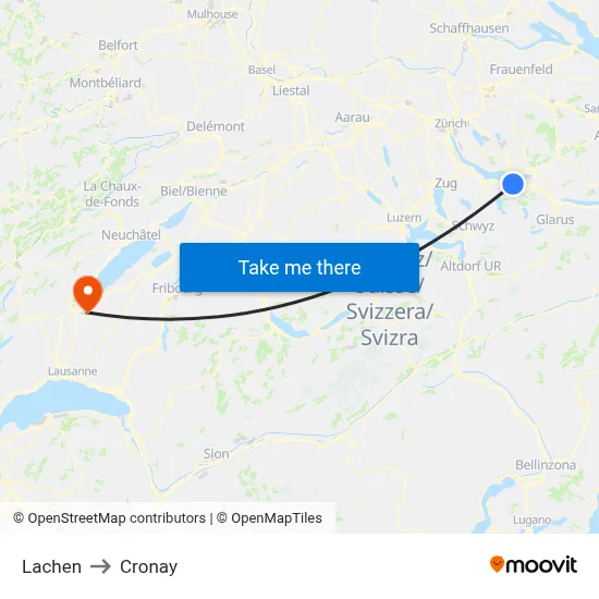 Lachen to Cronay map