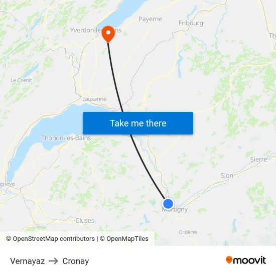Vernayaz to Cronay map