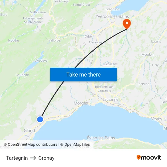 Tartegnin to Cronay map