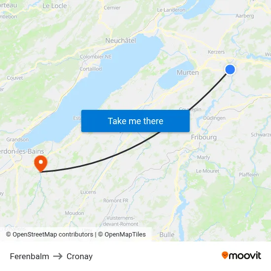 Ferenbalm to Cronay map