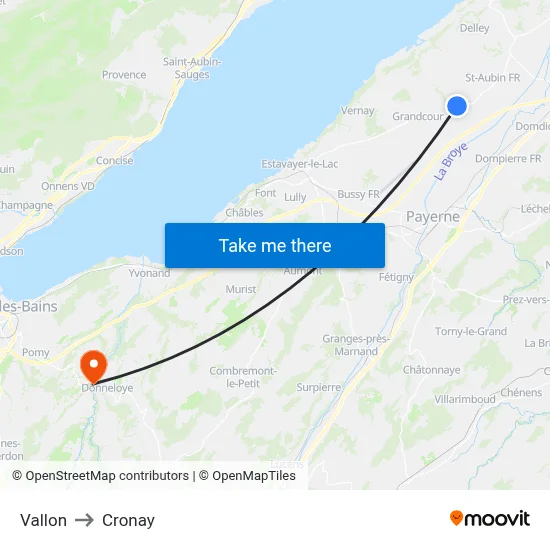 Vallon to Cronay map
