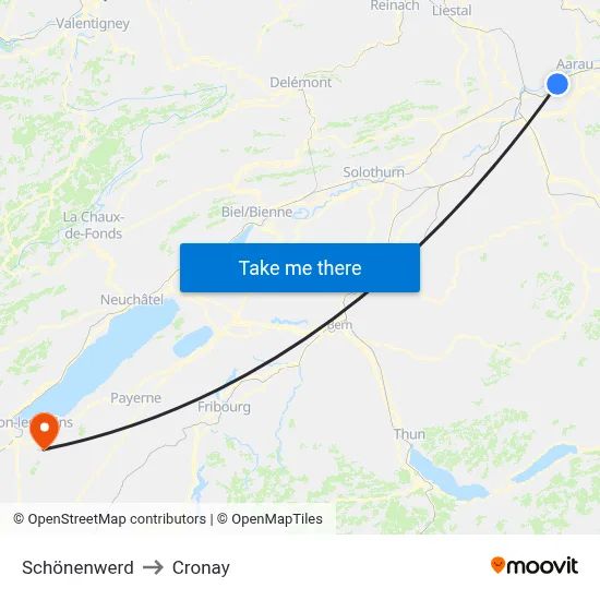 Schönenwerd to Cronay map