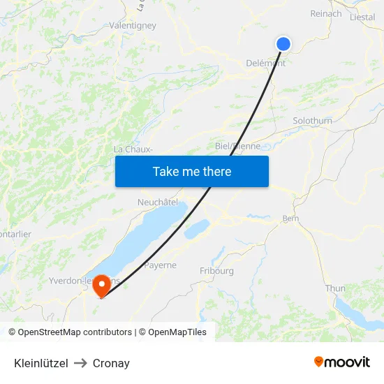 Kleinlützel to Cronay map