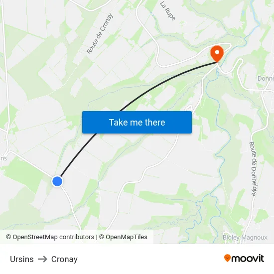Ursins to Cronay map