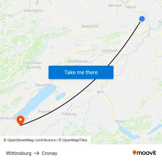 Wittinsburg to Cronay map