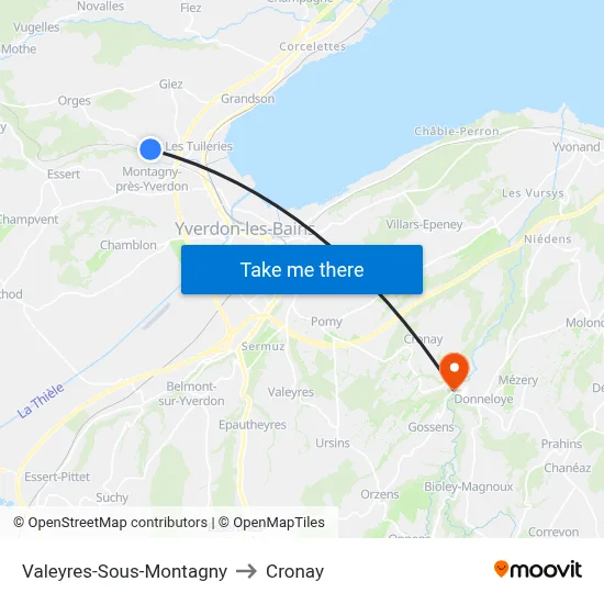 Valeyres-Sous-Montagny to Cronay map