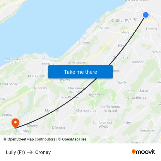 Lully (Fr) to Cronay map