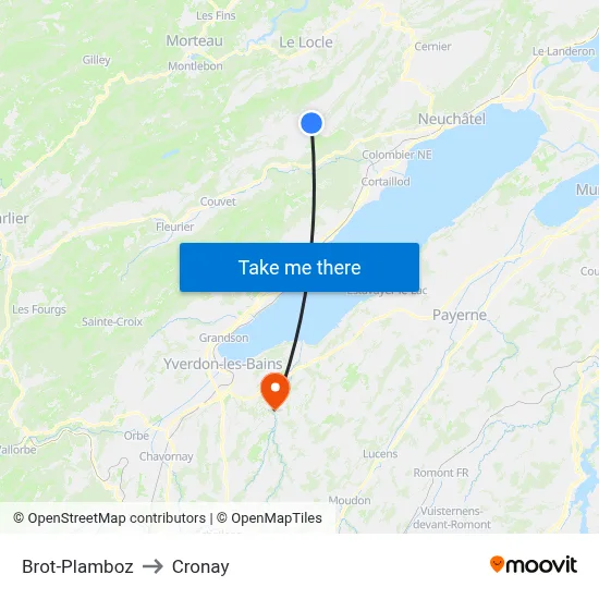 Brot-Plamboz to Cronay map