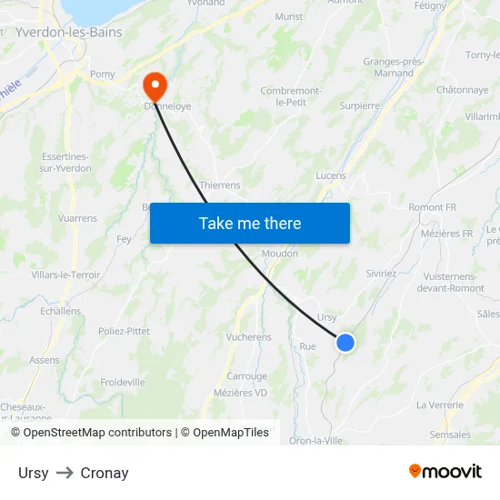 Ursy to Cronay map