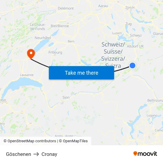 Göschenen to Cronay map