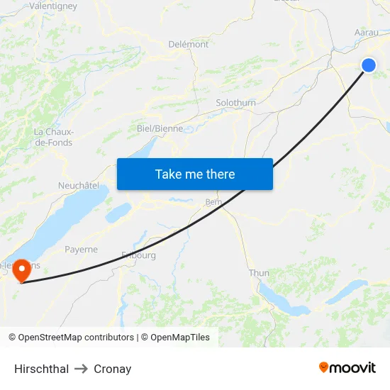 Hirschthal to Cronay map