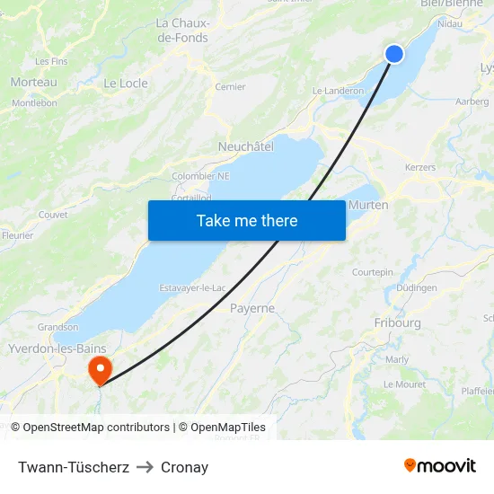 Twann-Tüscherz to Cronay map