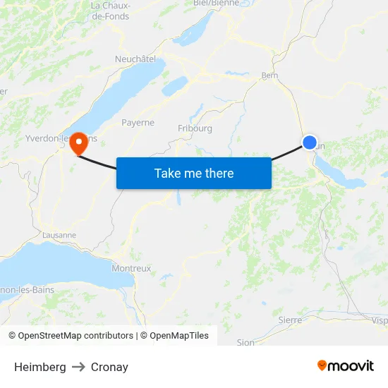 Heimberg to Cronay map