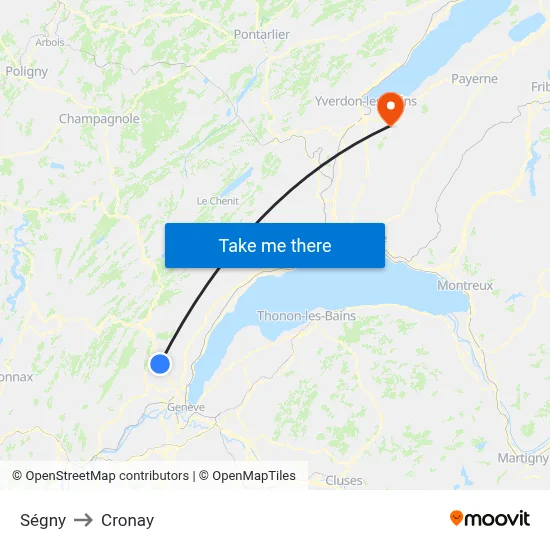 Ségny to Cronay map