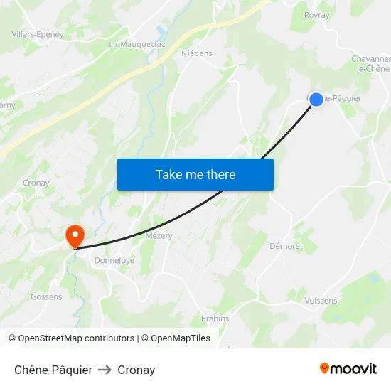 Chêne-Pâquier to Cronay map