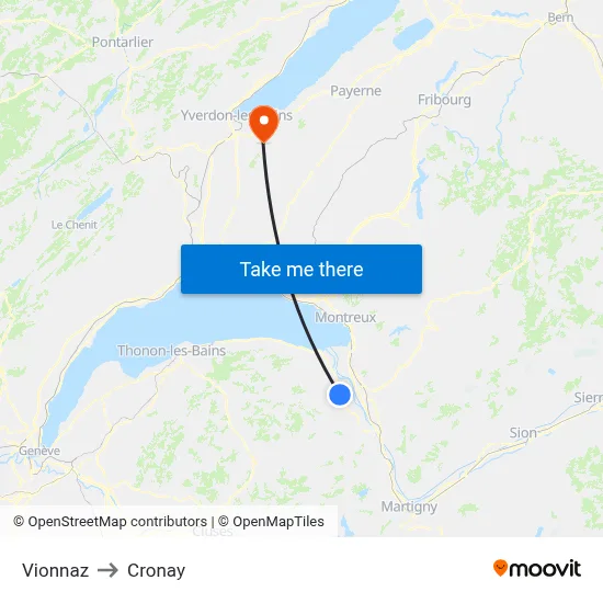 Vionnaz to Cronay map