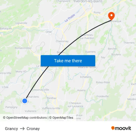 Grancy to Cronay map