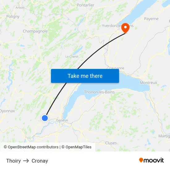 Thoiry to Cronay map