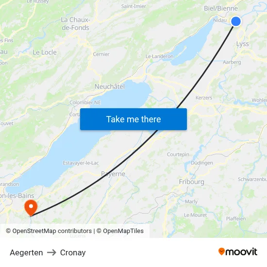 Aegerten to Cronay map