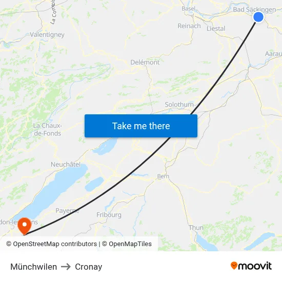 Münchwilen to Cronay map
