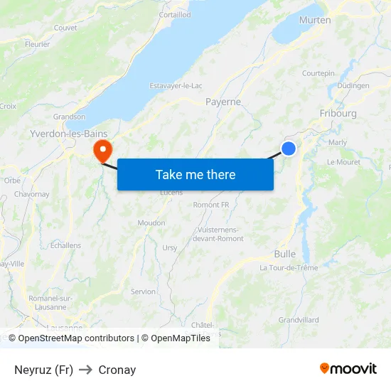 Neyruz (Fr) to Cronay map