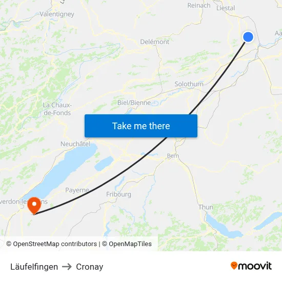 Läufelfingen to Cronay map