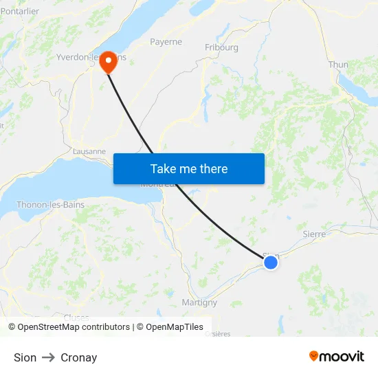 Sion to Cronay map