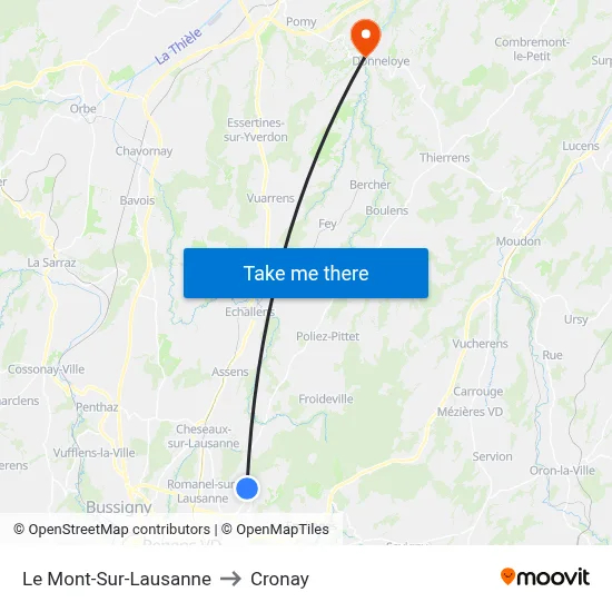 Le Mont-Sur-Lausanne to Cronay map