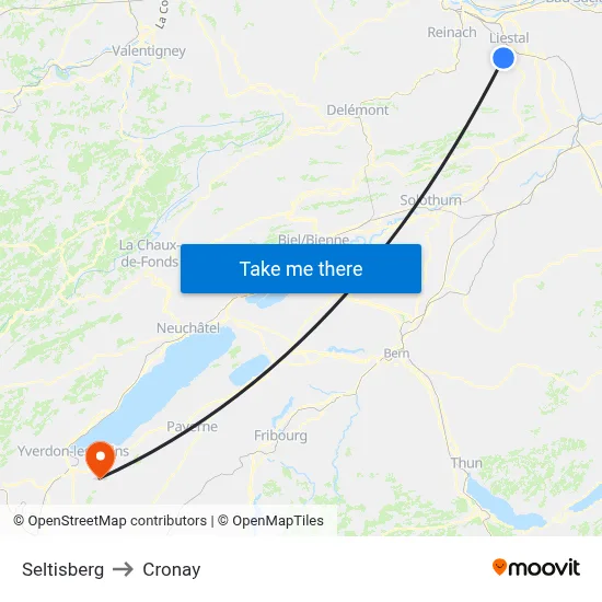 Seltisberg to Cronay map