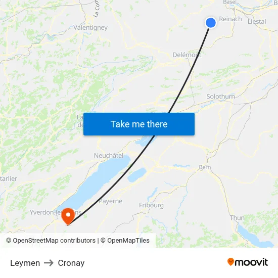 Leymen to Cronay map