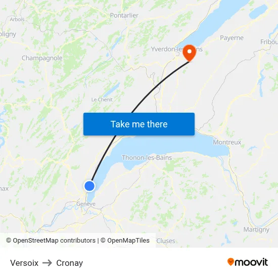 Versoix to Cronay map